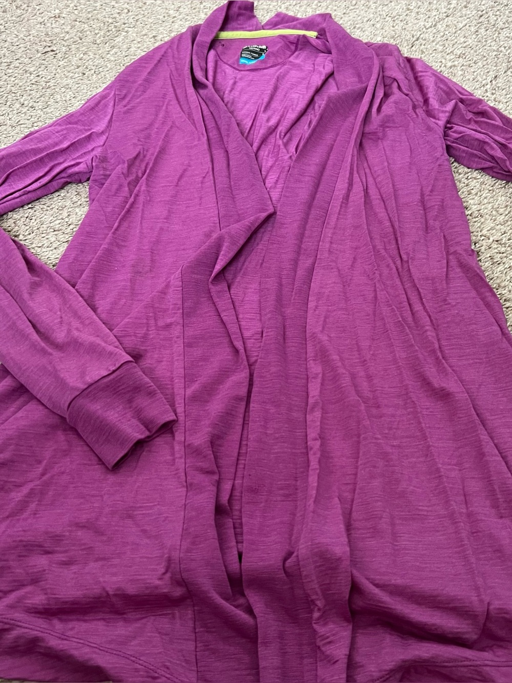Icebreaker Open-Front Long Cardigan - Magenta Purple Size Large